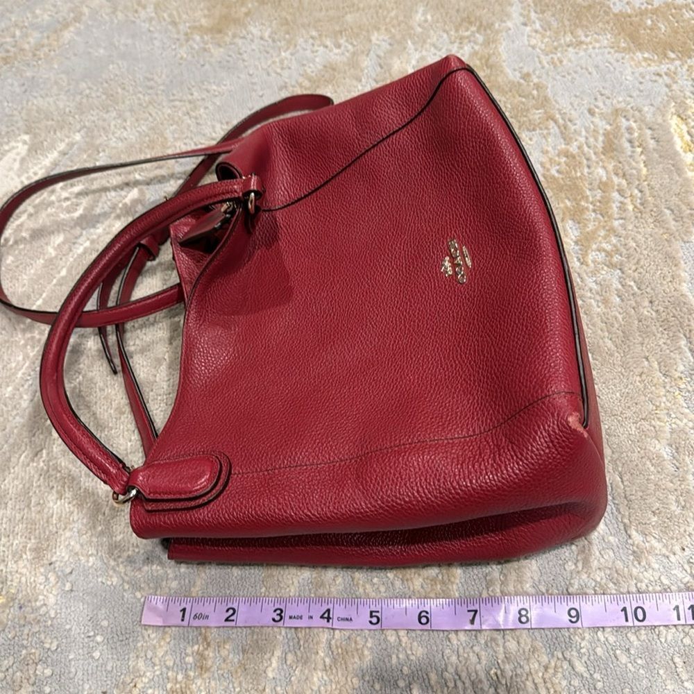 Coach Red Leather Satchel Tote with Removable Strap - Picture 13 of 14